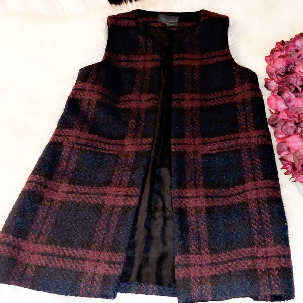 🆕SANCTUARY Window Pane Long Wool Vest